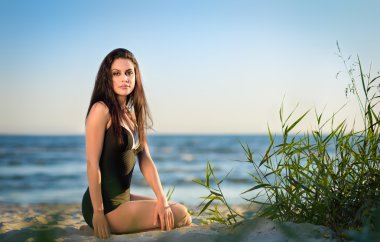 Baltık Denizi kıyısında oldukça esmer oturma 