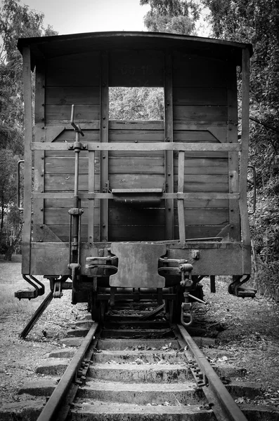 Veduta verticale del vecchio carro nel campo di concentramento Stutthof — Foto Stock