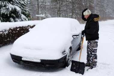 Snow on the car clipart