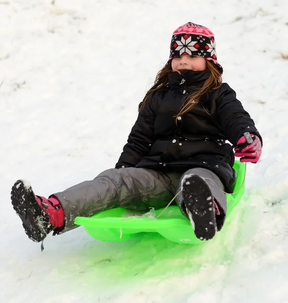 Girl sledding — Stock Photo, Image