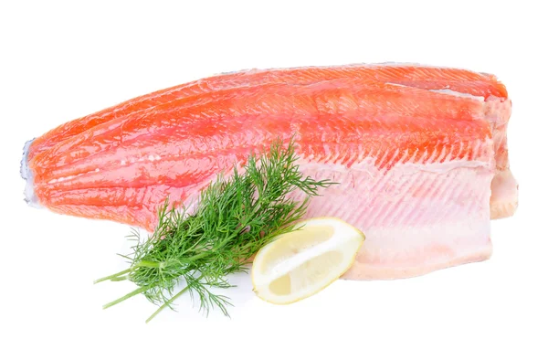 Forel visfilet geïsoleerd op een witte achtergrond — Stockfoto