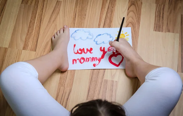 Disability girl painting — Stock Photo, Image