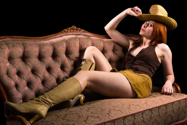 Cowboy girl model — Stock Photo, Image