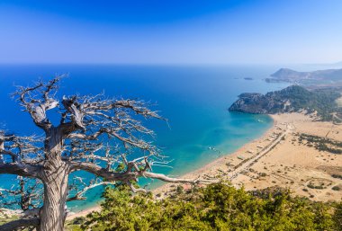 Güzel Tsambika manzara dağ Batı taraftan