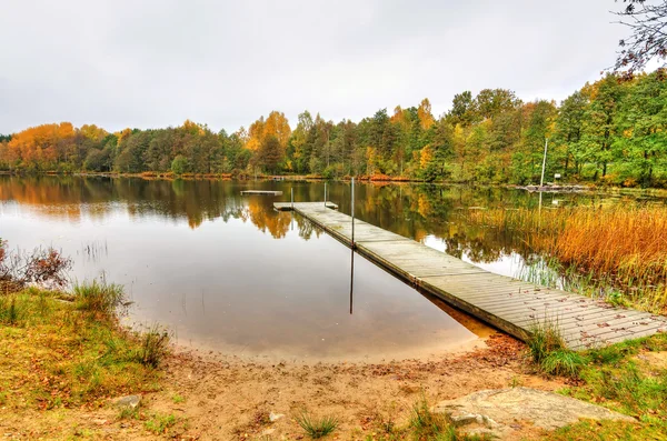 Szwedzkie jeziora plaży jesienią — Zdjęcie stockowe