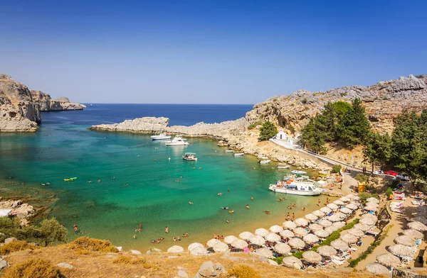 Playa soleada en Lindos — Foto de Stock