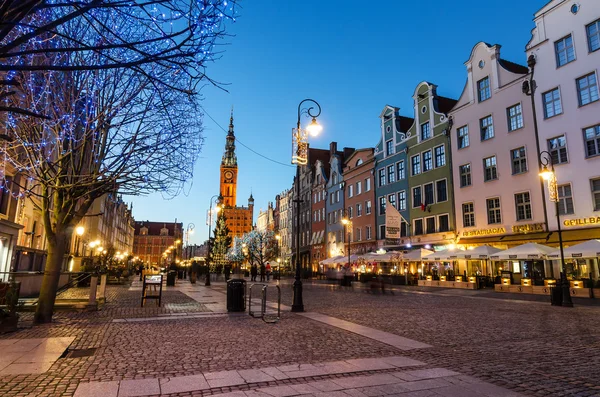 Christmas tree and decorations in old town of Gdansk — Stock Photo, Image