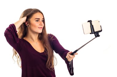 Teenage yapma selfie sopa ile kendi portresi