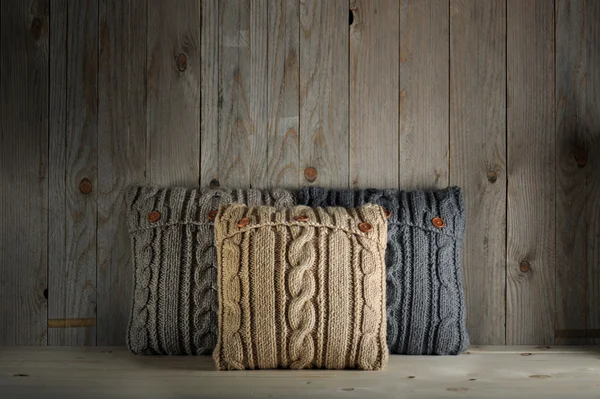 Knitted pillows — Stock Photo, Image
