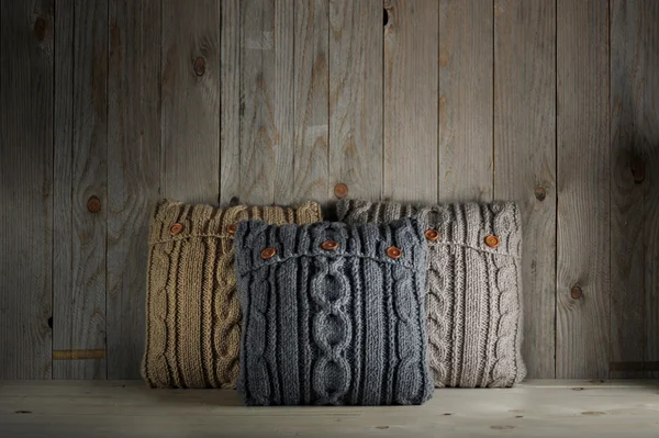 Knitted pillows — Stock Photo, Image