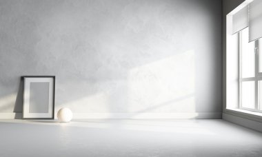 çerçeve ile 3D beyaz Oda