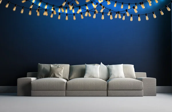 3d render of interior with garland — Stock Photo, Image