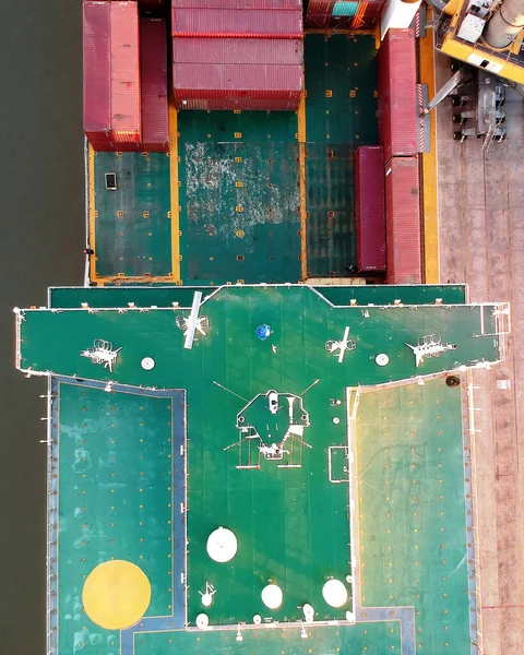 Aerial View Merchant Ship Take Drone — Stock Photo, Image