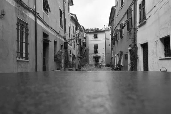 Ασπρόμαυρη Φωτογραφία Του Vezzano Ένα Μεσαιωνικό Χωριό Κοντά Στη Spezia — Φωτογραφία Αρχείου