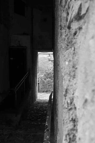 Preto Branco Foto Vezzano Uma Vila Medieval Perto Spezia — Fotografia de Stock