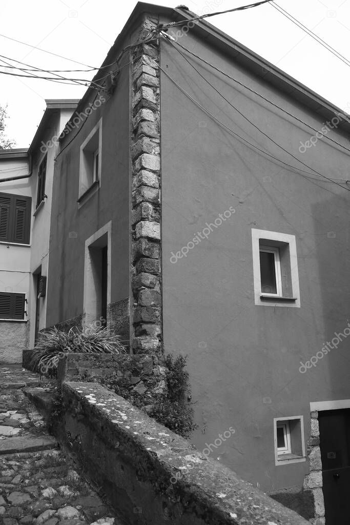 black and white photo of vezzano a medieval village near la spezia