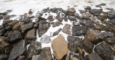 lerici 'deki Venere Azzura plajında uzun pozlar.