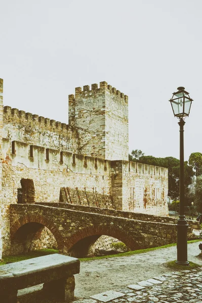 Dettaglio Del Castello Medievale San Jorge Lisbona — Foto Stock