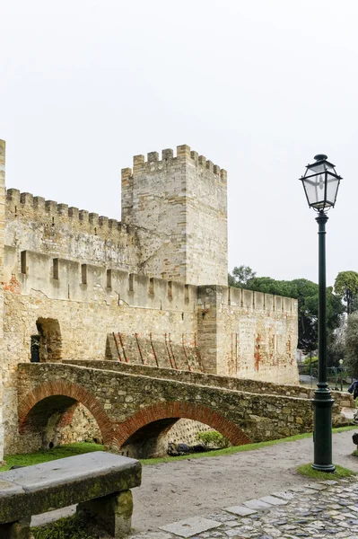 Dettaglio Del Castello Medievale San Jorge Lisbona — Foto Stock