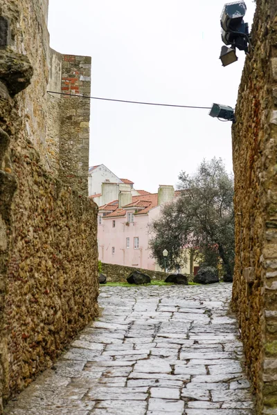 Részlet Középkori San Jorge Kastély Lisbon — Stock Fotó