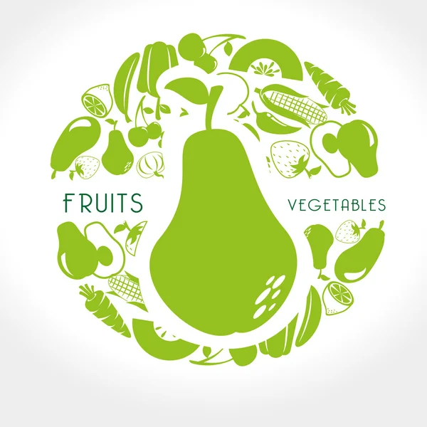 Desenho de frutas e legumes — Vetor de Stock