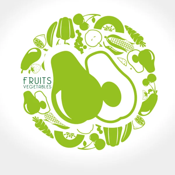 Diseño de frutas y verduras — Vector de stock