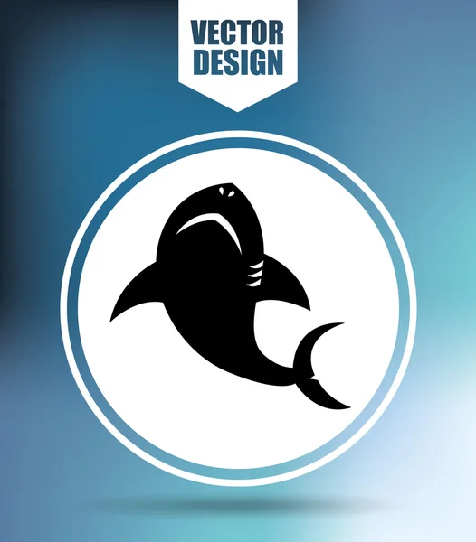 Köpekbalığı simgesi tasarım — Stok Vektör