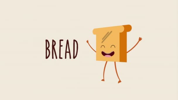 Мультипликационный дизайн иконки хлеба, Video Animation — стоковое видео