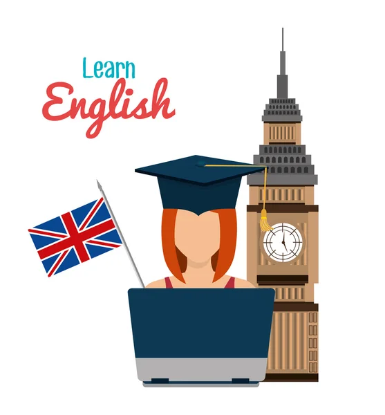 Aprender inglês design —  Vetores de Stock