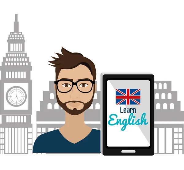 Aprender inglês design — Vetor de Stock