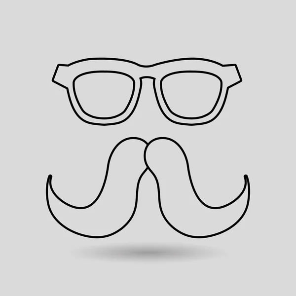 Bigote y gafas icono de diseño — Archivo Imágenes Vectoriales