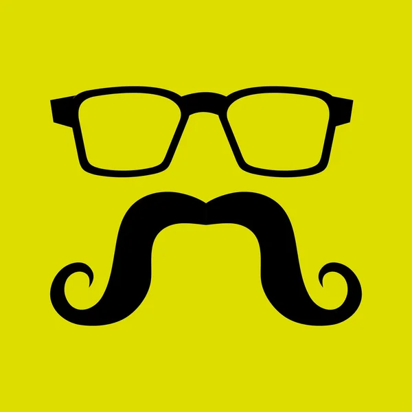 Bigote y gafas icono de diseño — Vector de stock