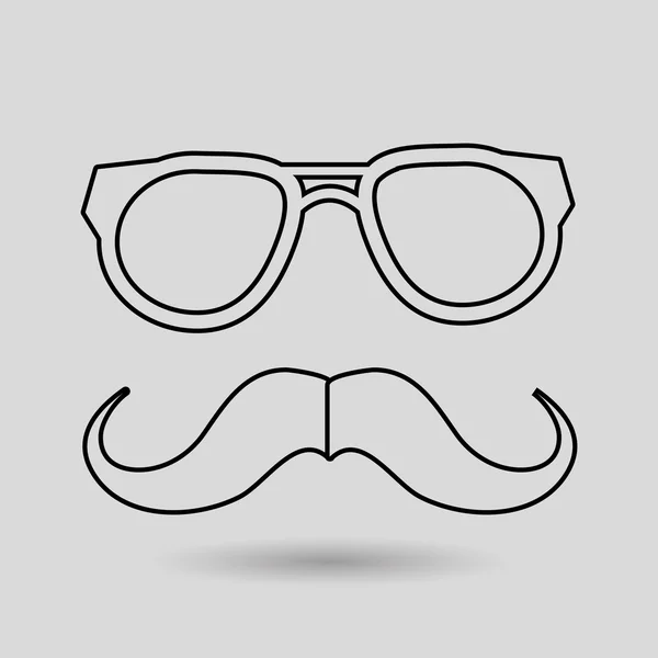 Moustache et lunettes icône design — Image vectorielle