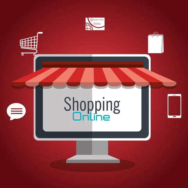 Compras online design — Vetor de Stock