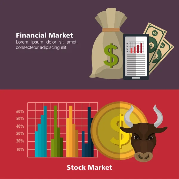 Stock financial market design — Stock Vector