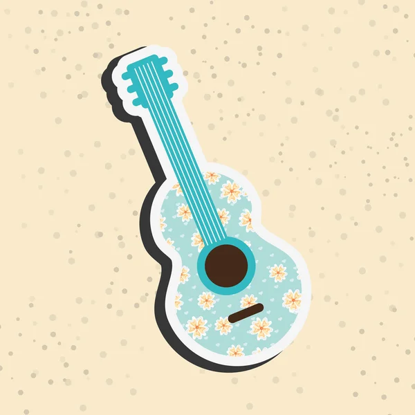 Diseño de guitarra floral — Vector de stock