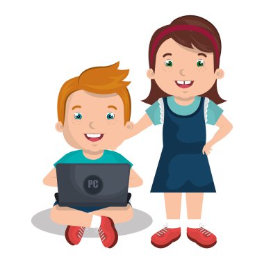 dizüstü bilgisayar ile etkileşim çocuklar