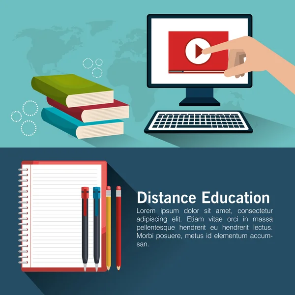 Diseño de educación a distancia — Vector de stock