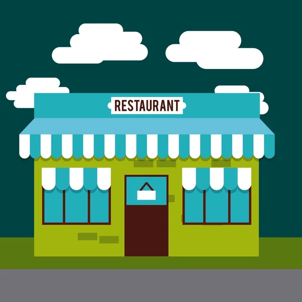Étterem-külső design — Stock Vector