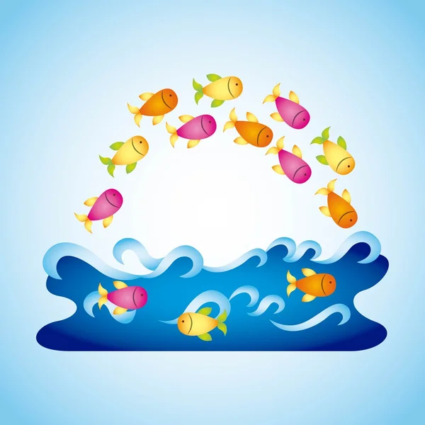 Ryby ve vodě design — Stockový vektor