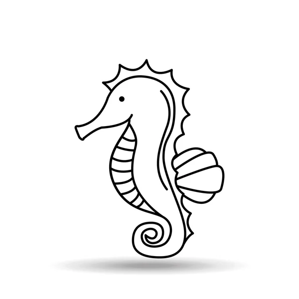 การออกแบบไอคอนแบนของสัตว์ทะเล — ภาพเวกเตอร์สต็อก