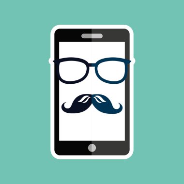 Smartphone whit bıyık ve gözlük tasarımı