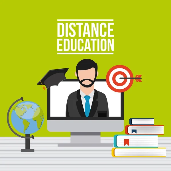 Diseño de educación a distancia — Vector de stock