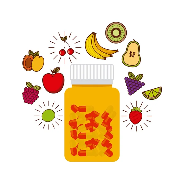 Diseño de vitaminas y suplementos — Vector de stock