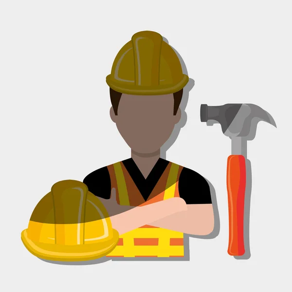 Diseño del trabajador de la construcción — Vector de stock