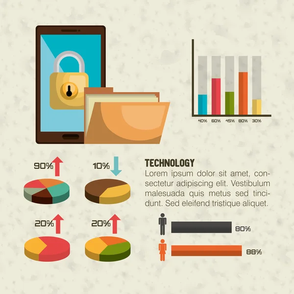 技術 retroinfographic デザイン — ストックベクタ