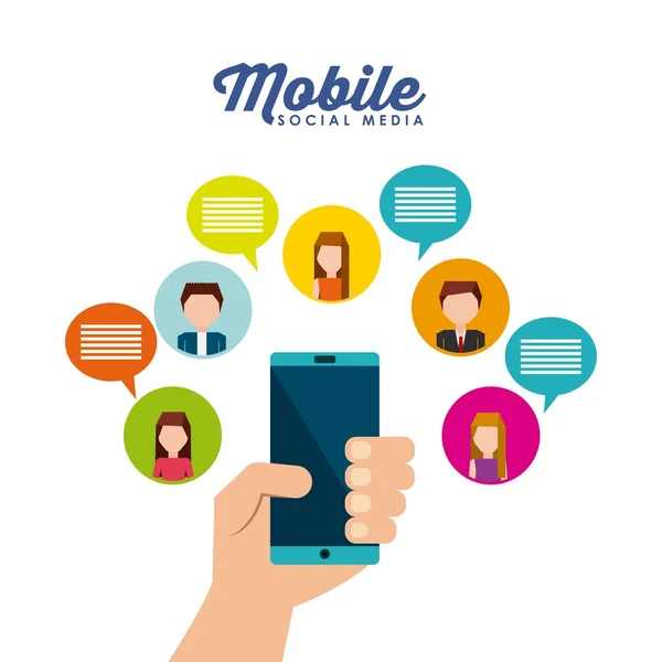 Mobiele sociale media design — Stockvector