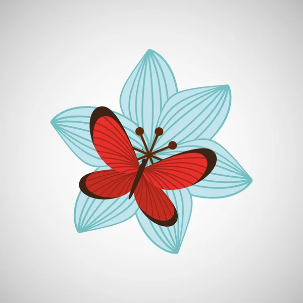 Conception papillon et fleur — Image vectorielle