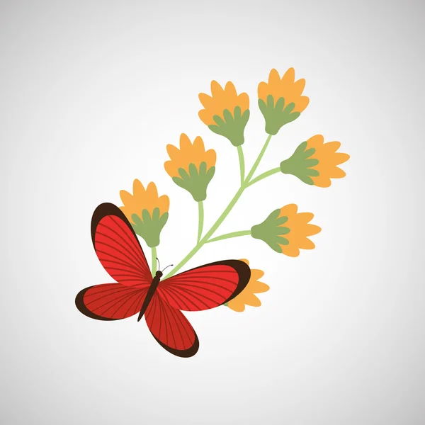 Schmetterlings- und Blumendesign — Stockvektor