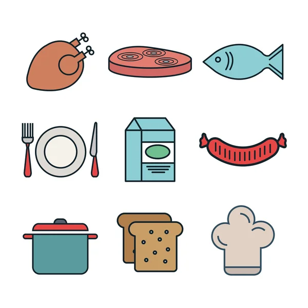 Línea de diseño de alimentos — Vector de stock